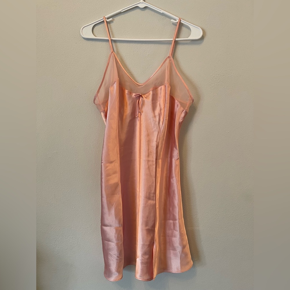 Jaclyn Smith Peach Satin Chemise Slip